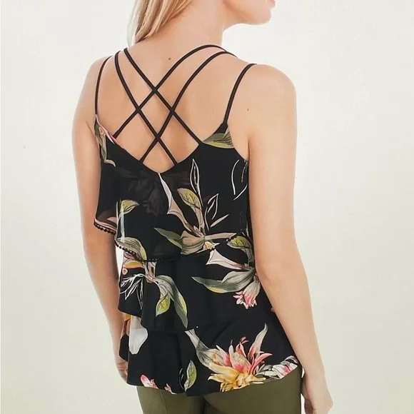 WHBM Tiered Floral Print tank top X Small - Picture 2 of 11